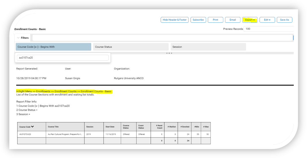 INSIGHT: Enrollment Count (Basic)